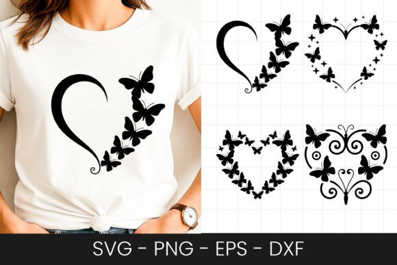Butterfly Heart Decorative Design SVG: Graphics for Crafts & Content