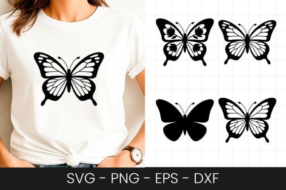 Classic Butterfly Silhouette Art SVG PNG for Graphics & Crafts