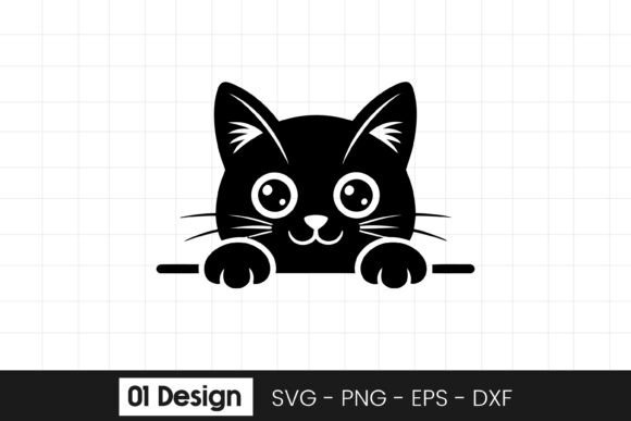 Cute Peeking Cat Head Clipart SVG PNG for Graphics & Crafts