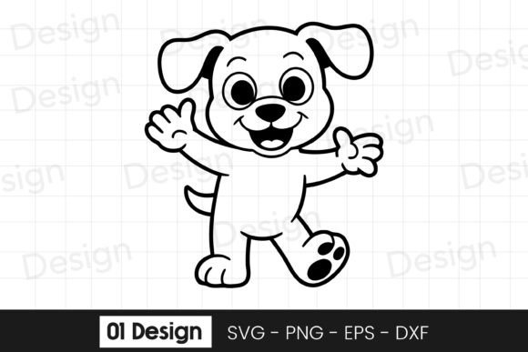 Cute Puppy Cartoon Character Design SVG for Graphics and Crafts