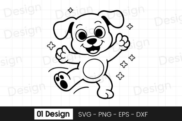 Cute Puppy Jumping Cartoon Design SVG for Graphics and Crafts