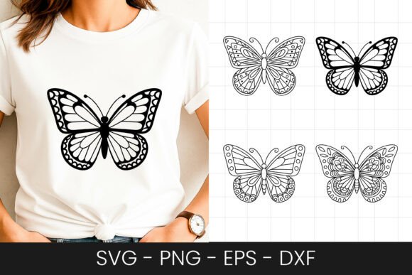 Detailed Butterfly Sketch Design SVG PNG for Graphics and Crafts
