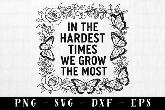 Healing Quote PNG Floral Butterfly for Graphics and Crafts