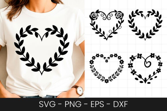 Leaf Heart Wreath Love Design SVG PNG for Crafts and Graphics